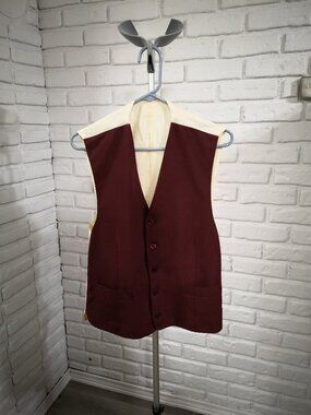 Protocol Men's Size 40 Burgundy w/ Ivory Back & Lining Button Front Vest